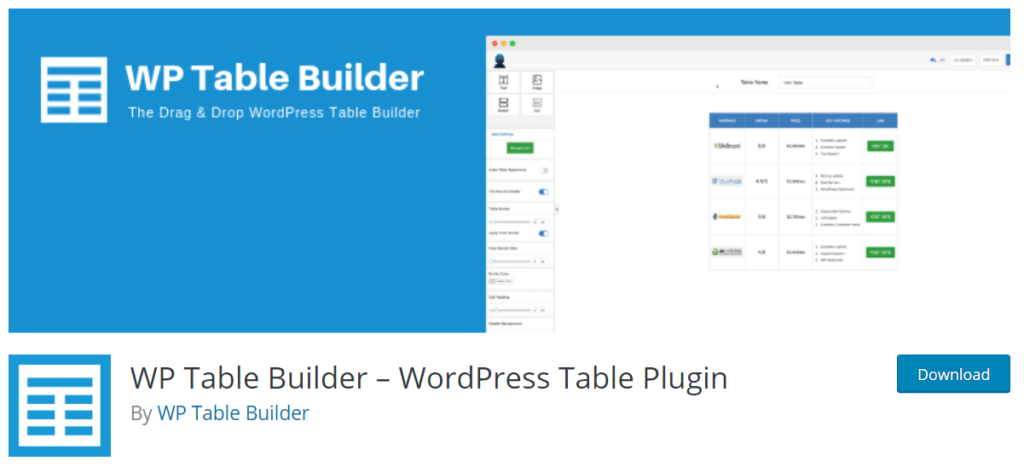 WP Table Builder – WordPress Table Plugin