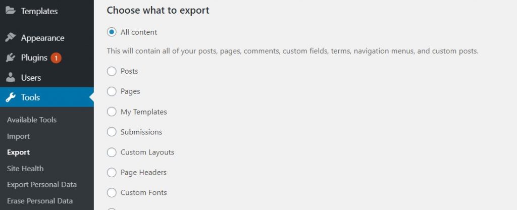 Export Section